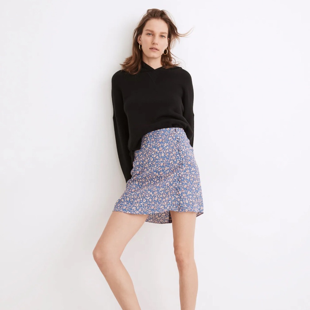 Madewell Porch Side-Button Mini Skirt in Summer Vines (Size 4) Spring Cottage